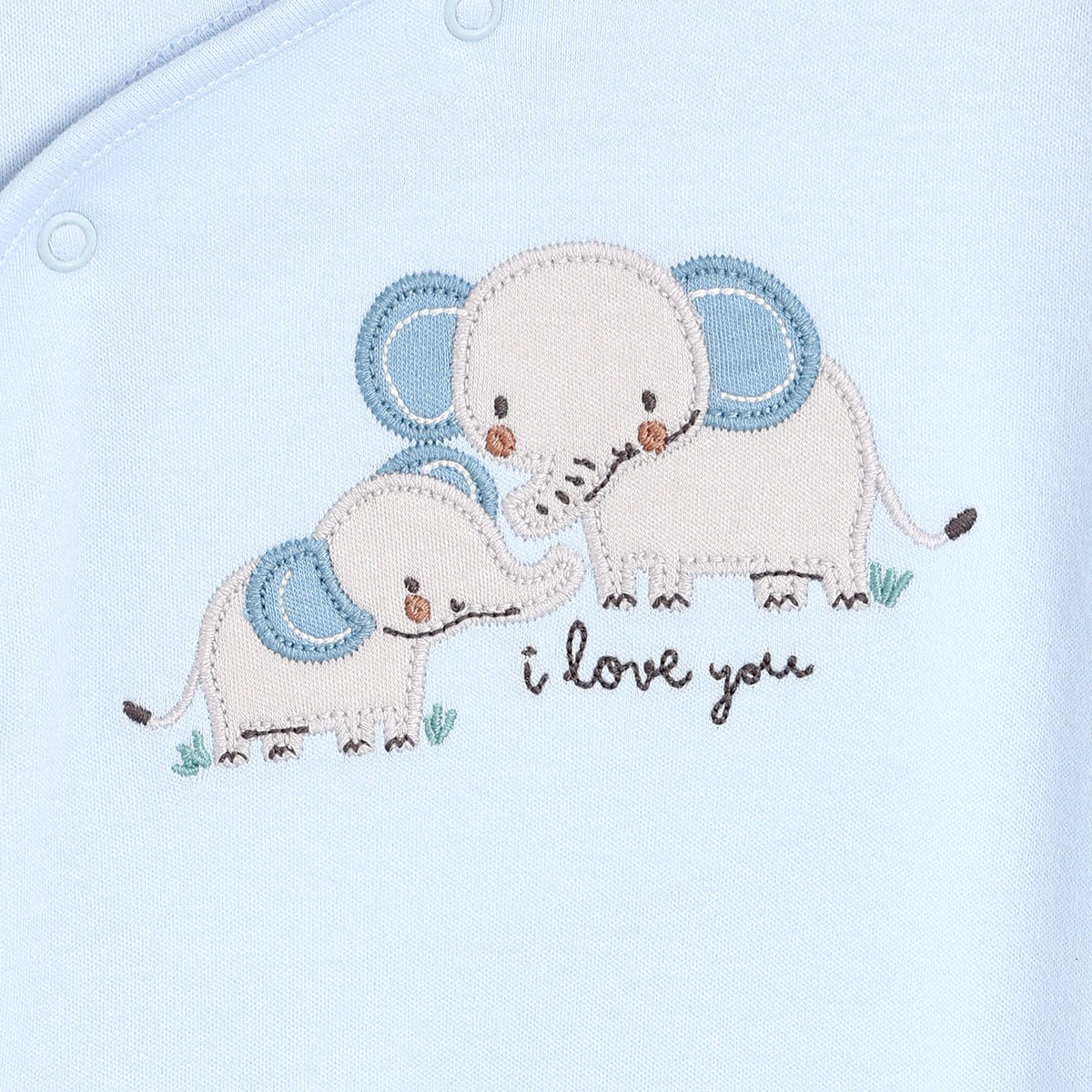 Baby Boys Elephant Embroidered Sleepsuit, Blue