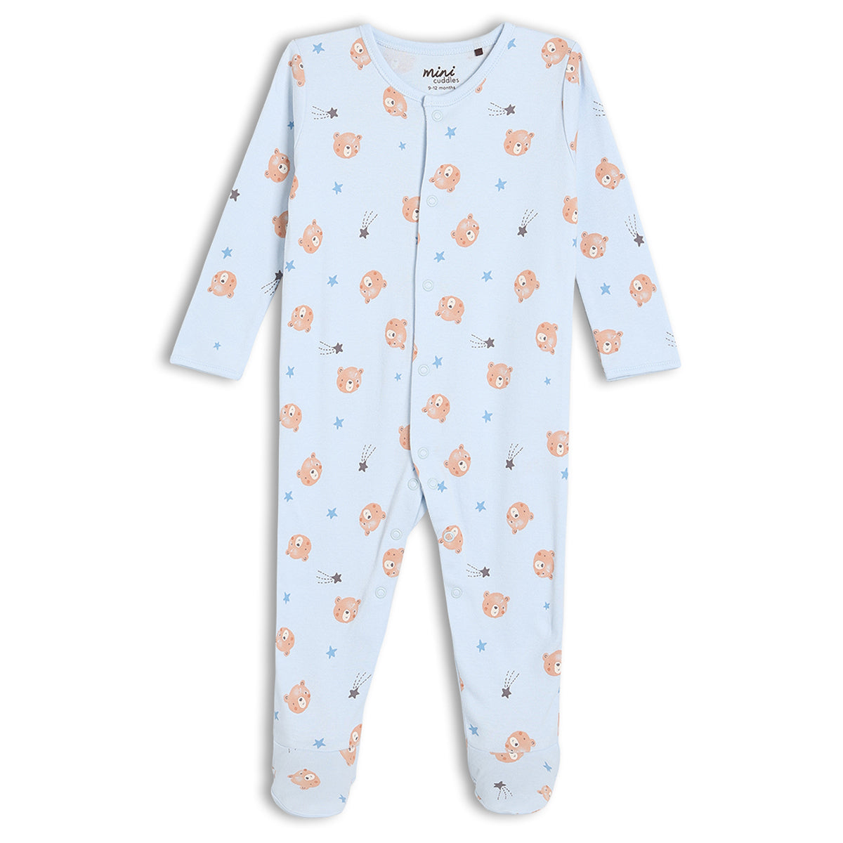 Baby Boys 2pk Teddy Bear Printed Sleepsuits, Multicolour