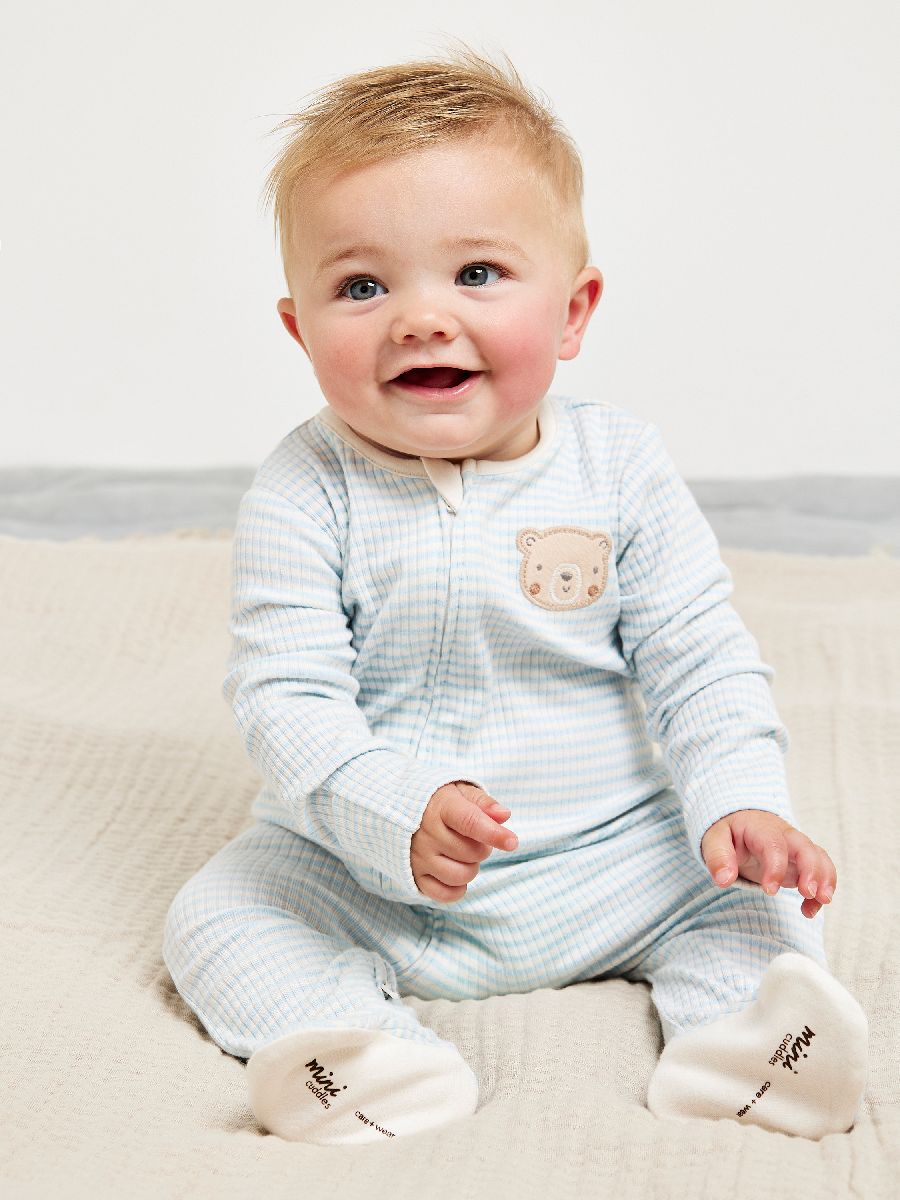 Baby Boys Striped Sleepsuit, Blue