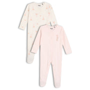 Baby Girls 2pk Rainbow Printed Sleepsuits, Multicolour