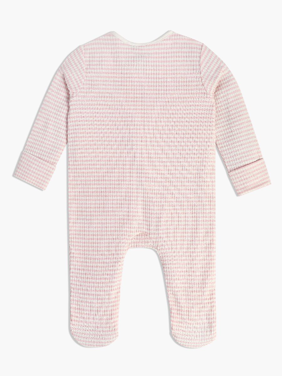 Baby Girls Striped Sleepsuit, Pink