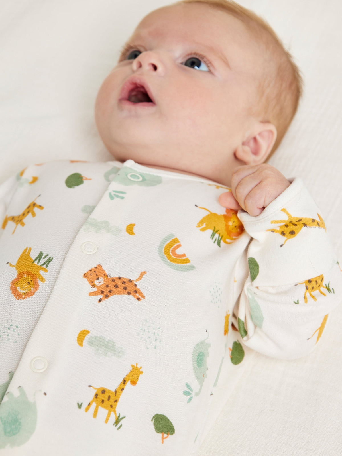 Baby Unisex 2pk Animal Printed Sleepsuits, Multicolour
