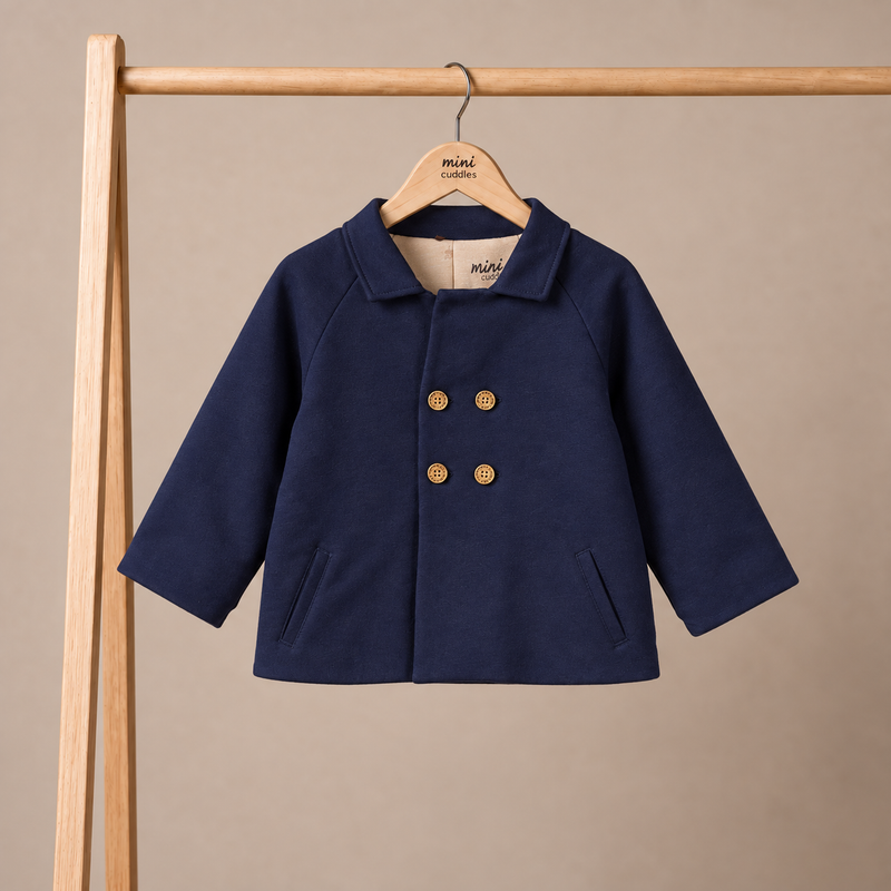 Baby Boys Solid Jacket, Navy Blue