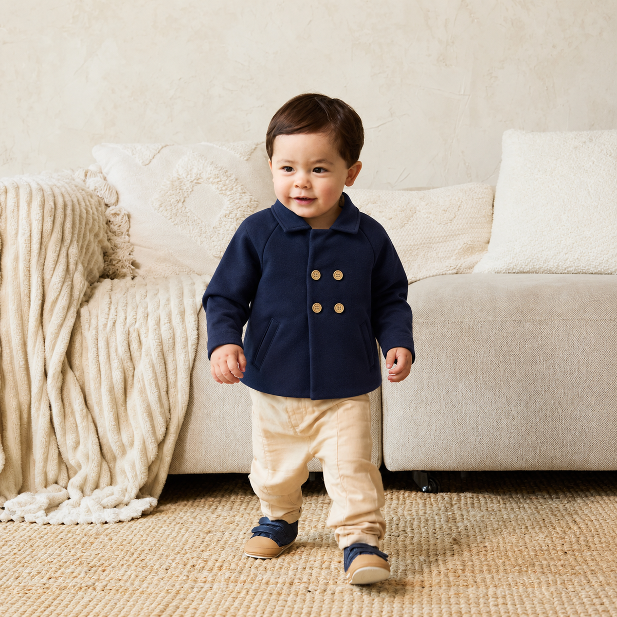 Baby Boys Solid Jacket, Navy Blue