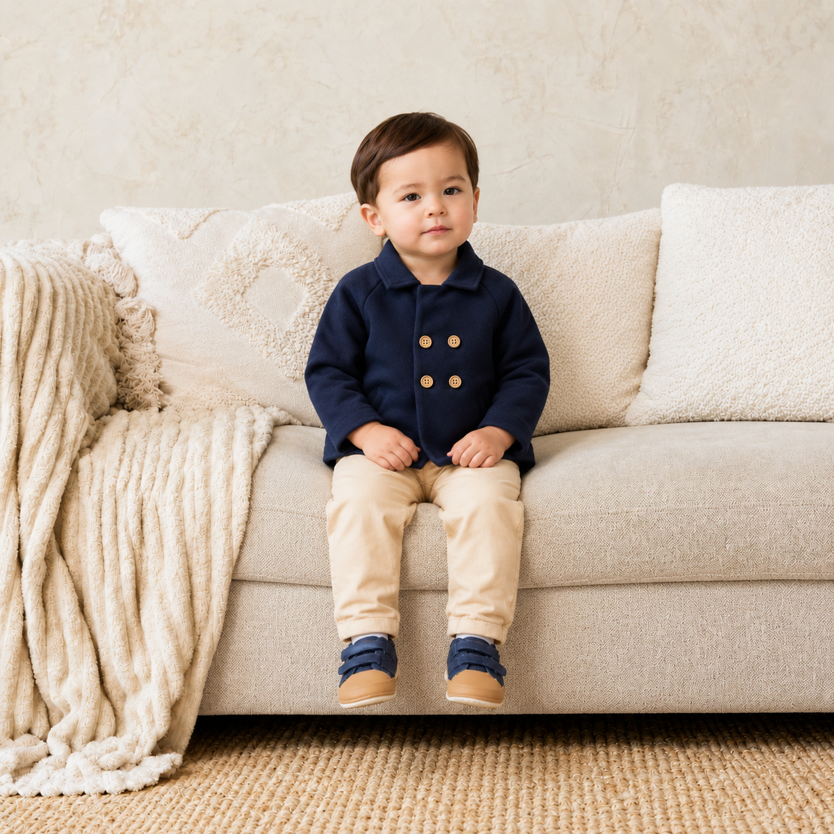 Baby Boys Solid Jacket, Navy Blue