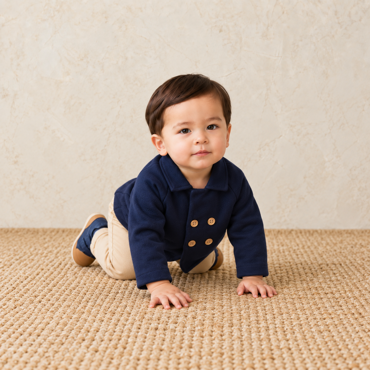 Baby Boys Solid Jacket, Navy Blue