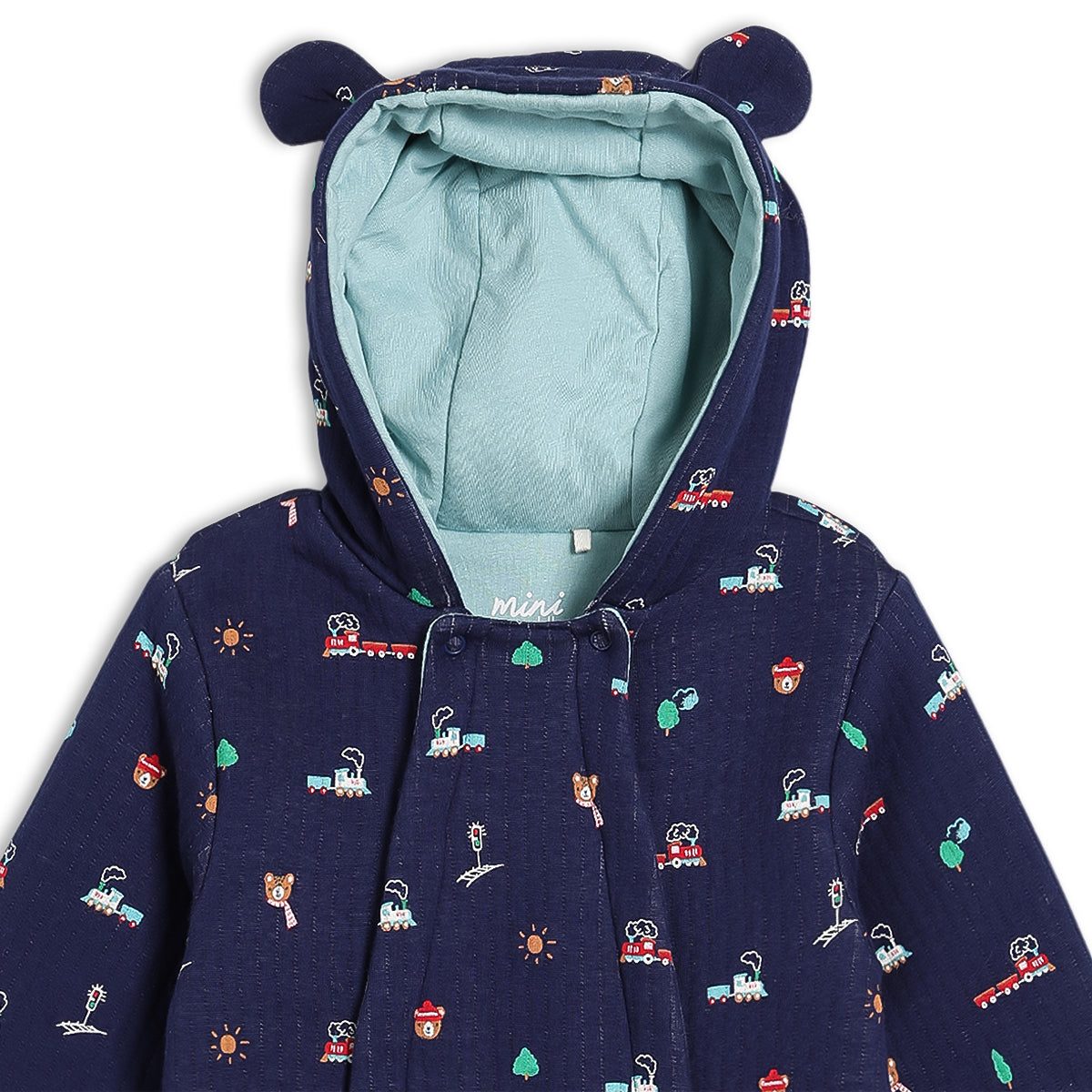Baby Boys Novelty Printed Hooded Pram Suit, Navy Blue