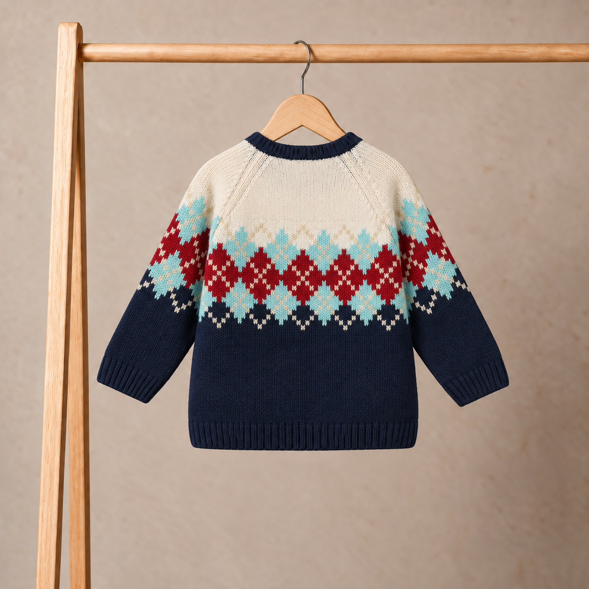 Baby Boys Argyle Knitted Jumper, Multicolour