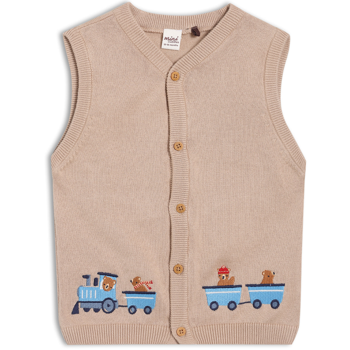 Baby Boys 3pc Set with Kintted Waistcoat, Multicolour