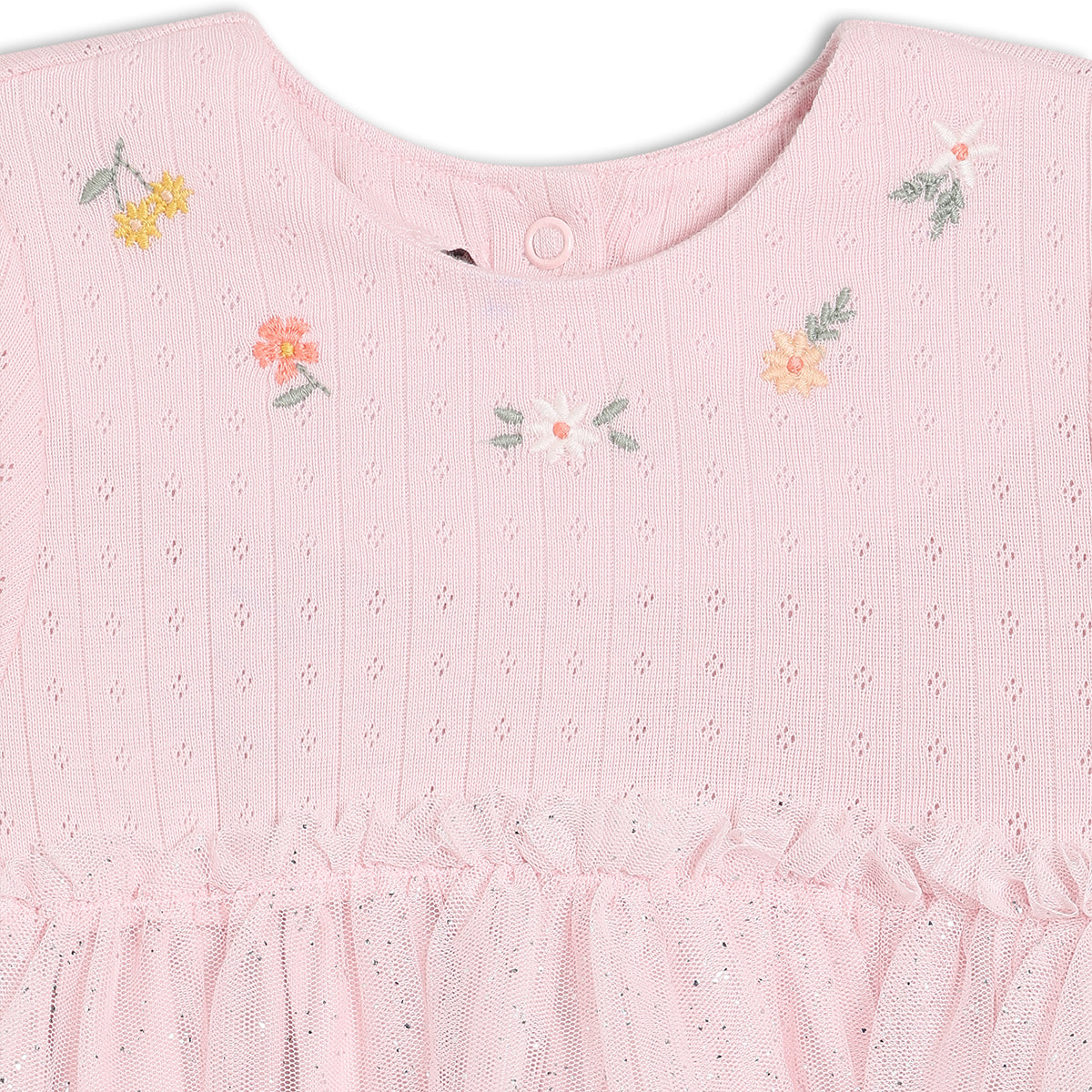 Baby Girls Floral Embroidered Dress, Pink
