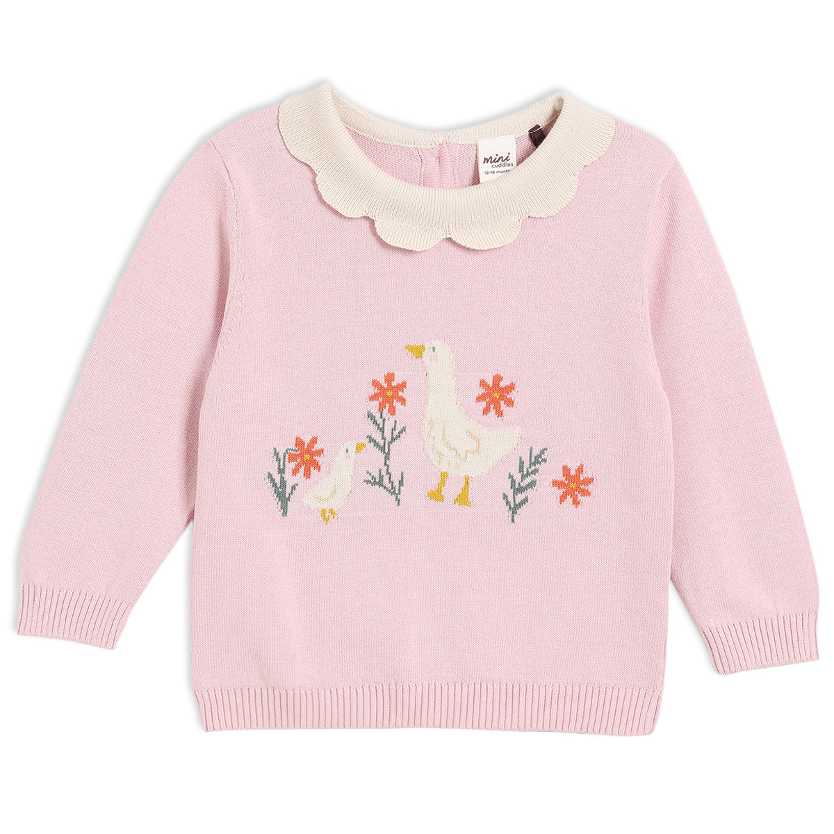 Baby Girls Knitted Jumper with Collar, Pink