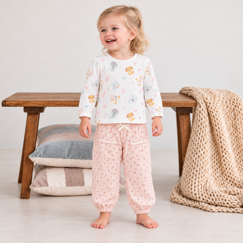 Baby Girls Floral Printed Legging, Pink