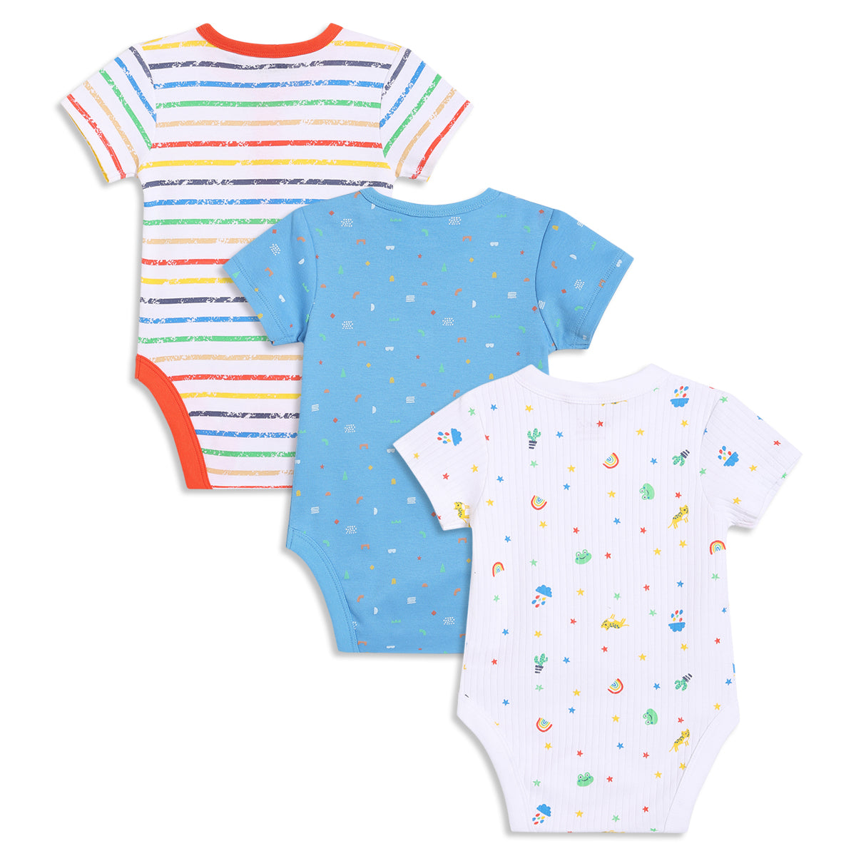 Baby Boys 3pk Printed Bodysuits, Multicolour