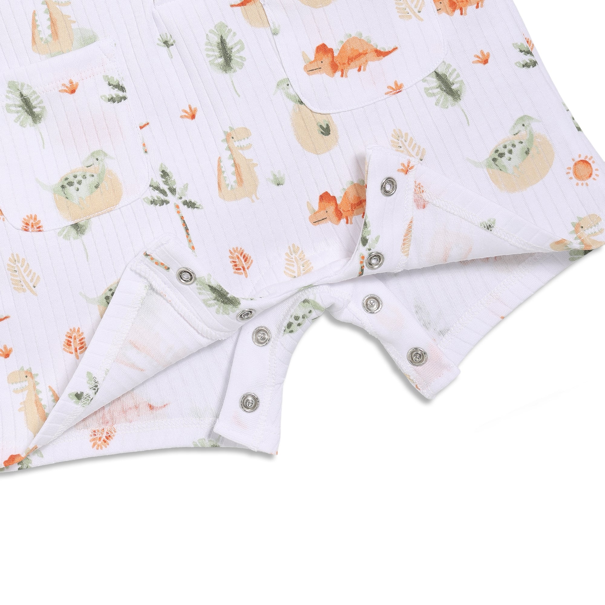 Baby Boys Dinosaur Printed Dungaree Set With Matching Cap, Multicolour