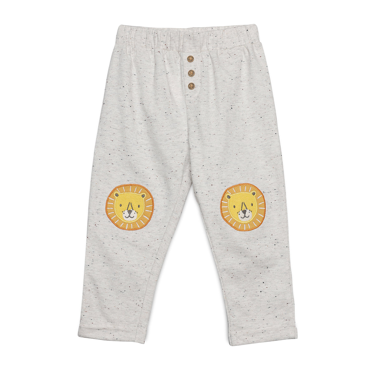 Baby Boys Lion Patch Joggers, Grey