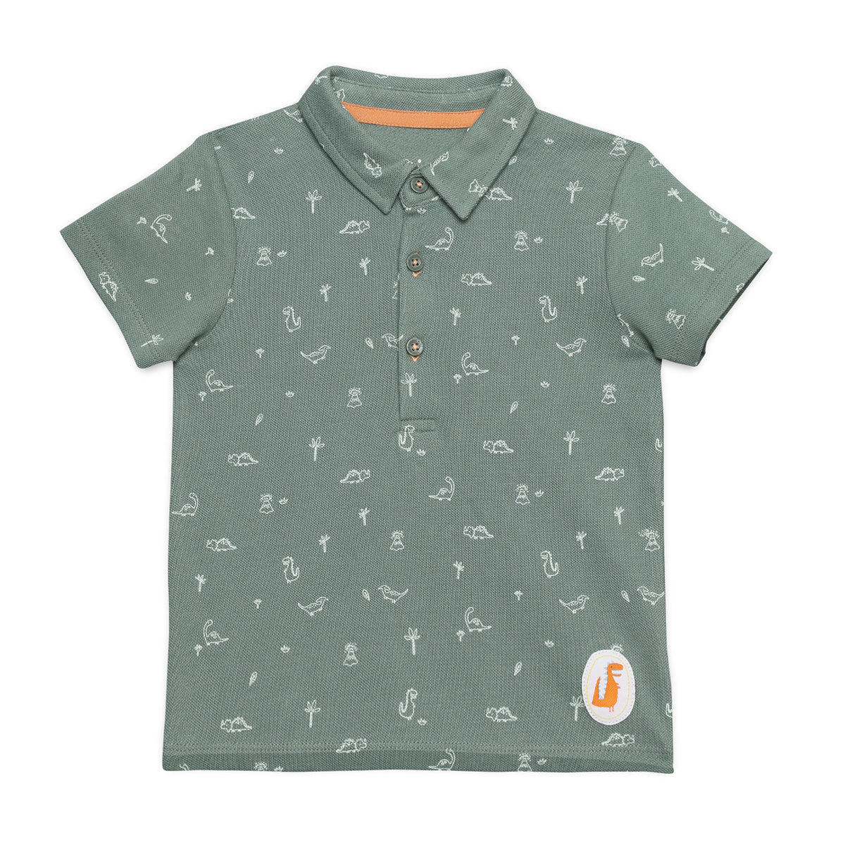 Baby Boys All-Over Dinosaur Printed Polo T-Shirt, Green