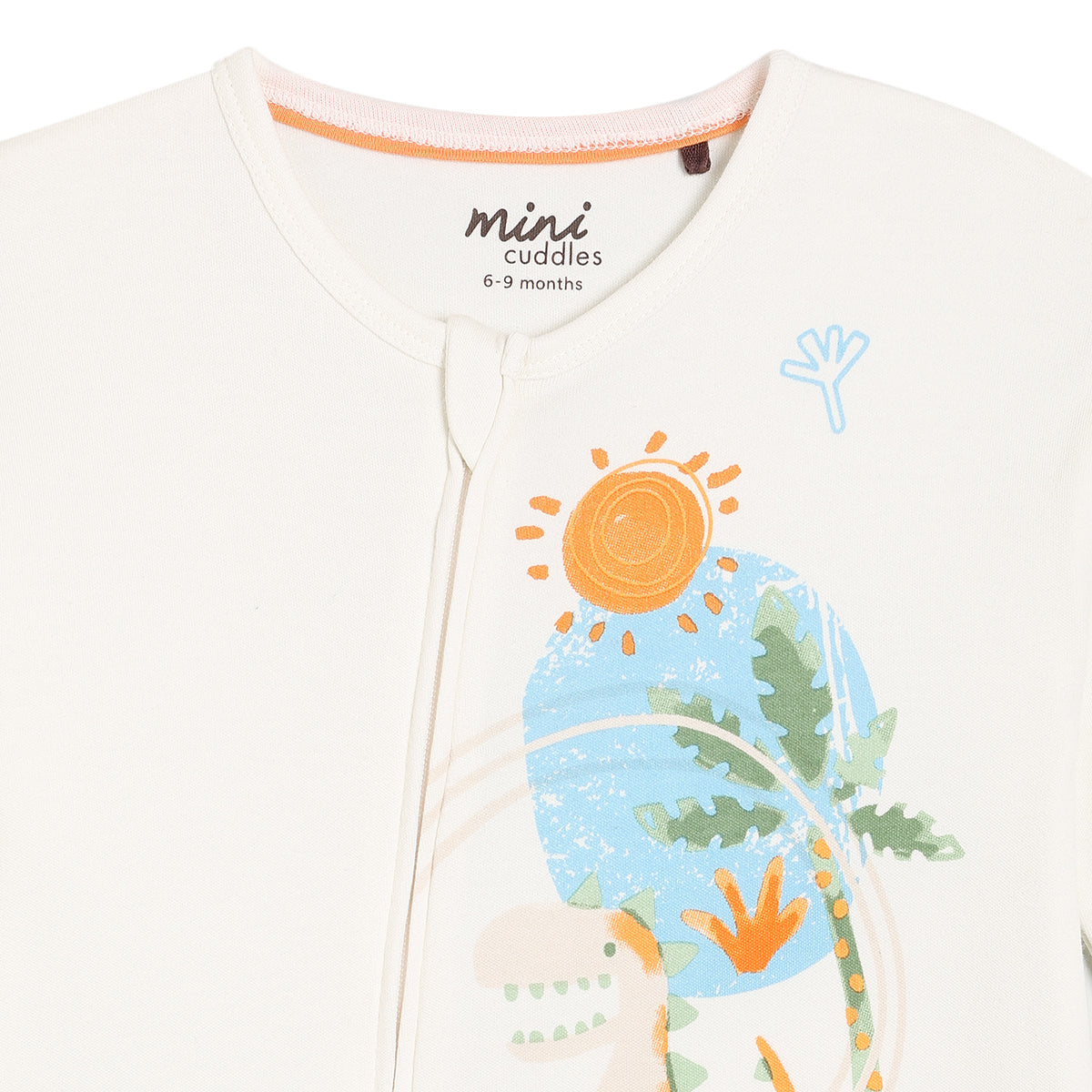 Baby Boys Dinosaur Print Romper, Off White