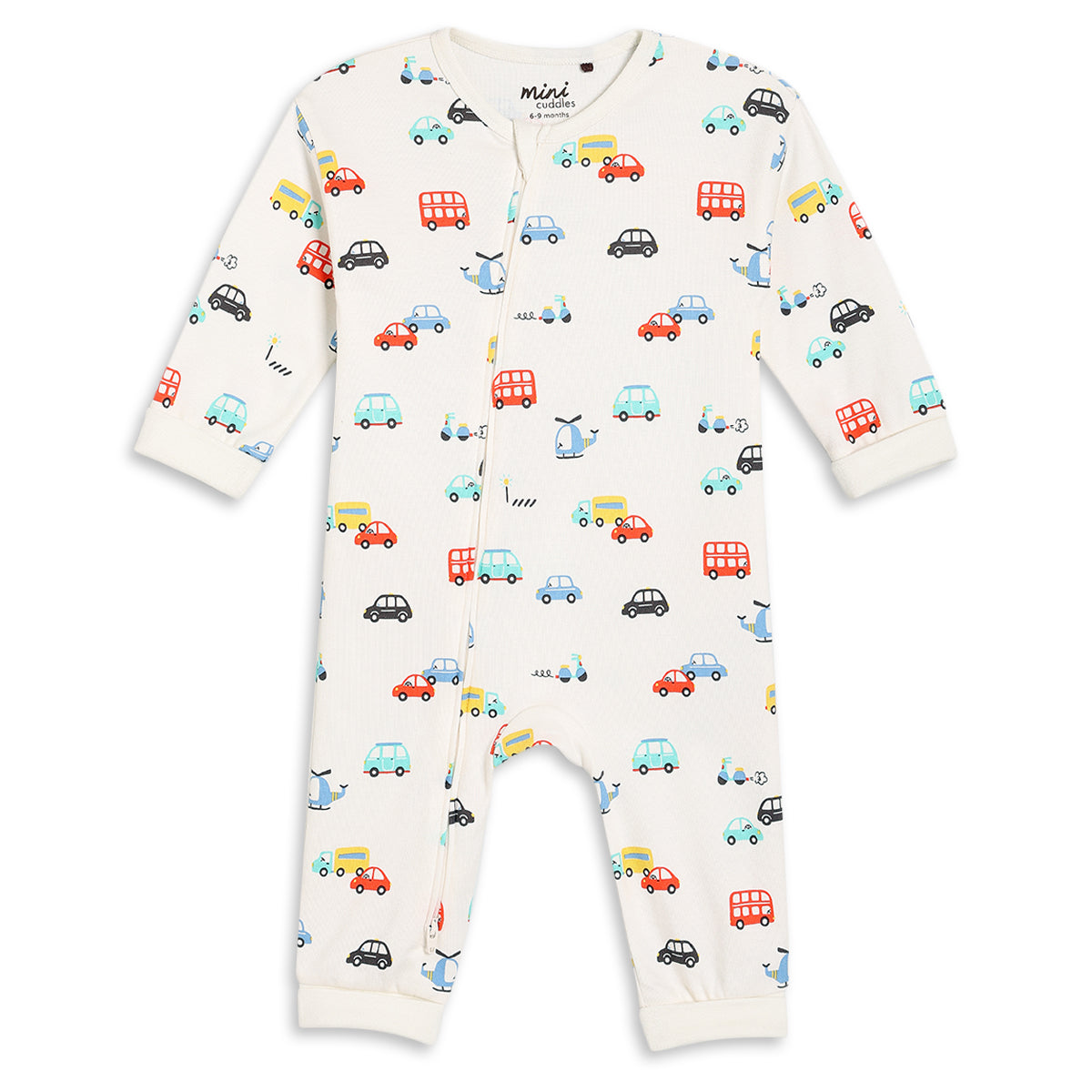 Baby Boys Vehicle Printed Romper, Multicolour