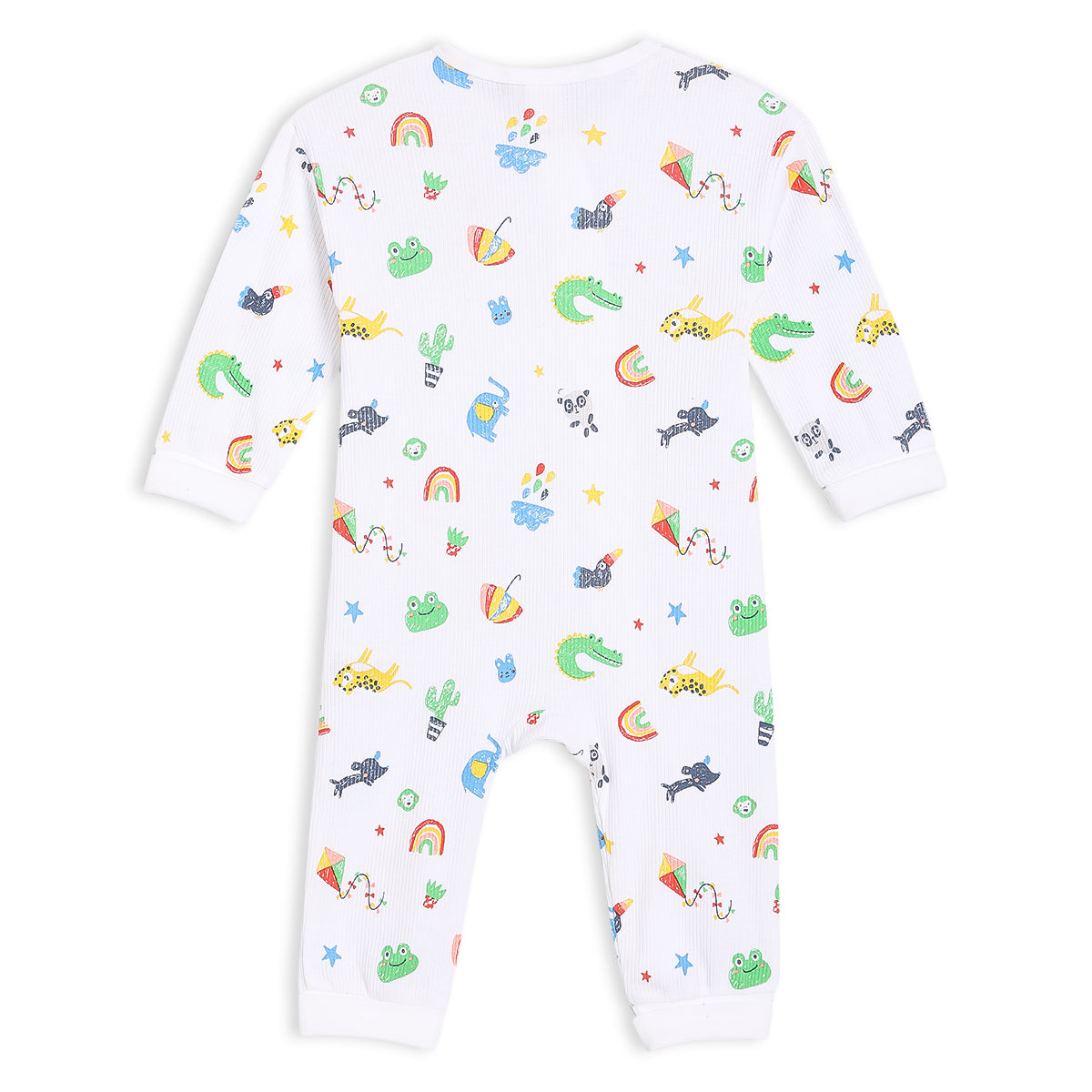 Baby Boys All-Over Animal & Rainbow Printed Romper, Multicolour