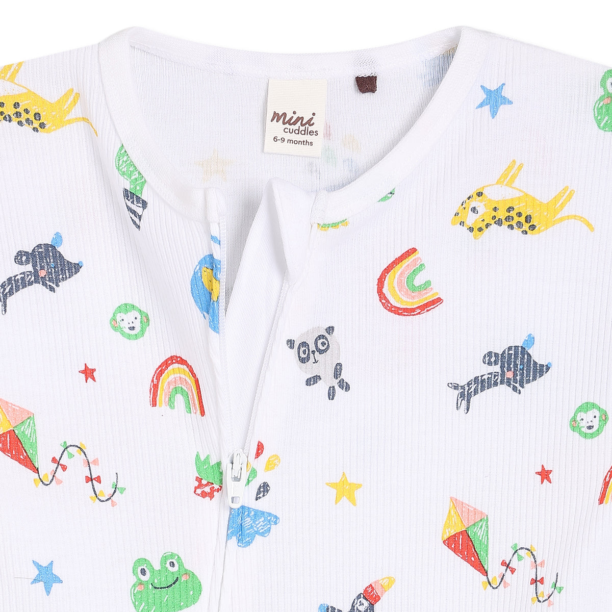 Baby Boys All-Over Animal & Rainbow Printed Romper, Multicolour