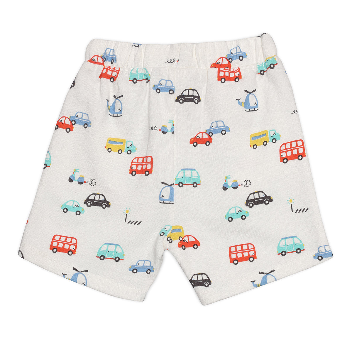 Baby Boys 3pk Vehicle Print And Solid Shorts, Multicolour