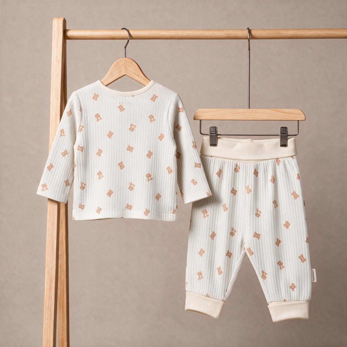 Teddy-Print Top & Bottoms (Blue)