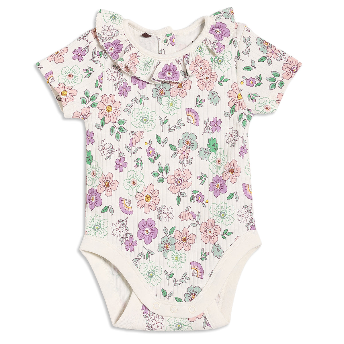 Baby Girls 3pk Floral Printed Bodysuits, Multicolour