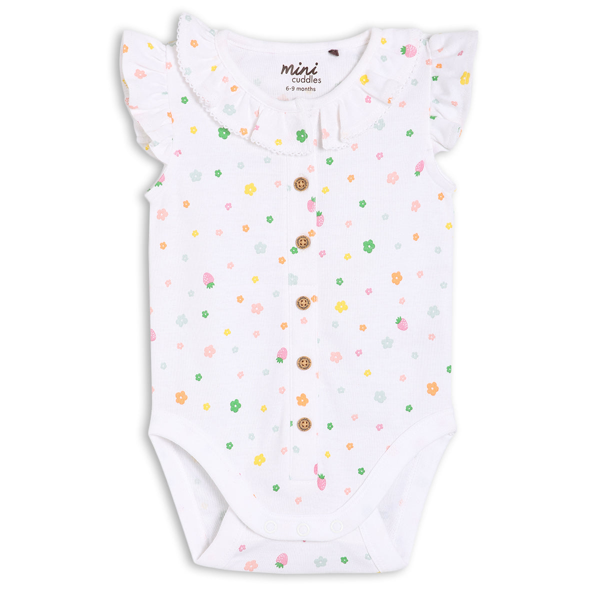 Baby Girls Floral Printed Bodysuit, White