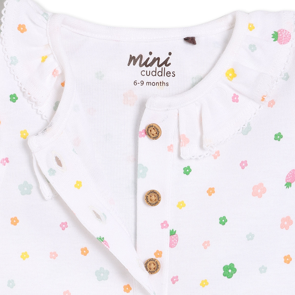 Baby Girls Floral Printed Bodysuit, White