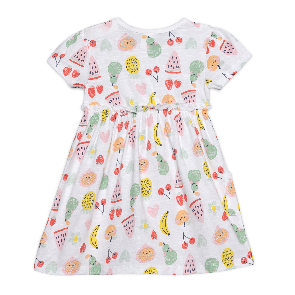 Baby Girls All-Over Fruit Printed Dress, White