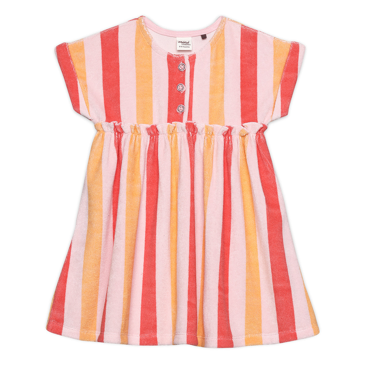 Baby Girls Striped Dress, Multicolour