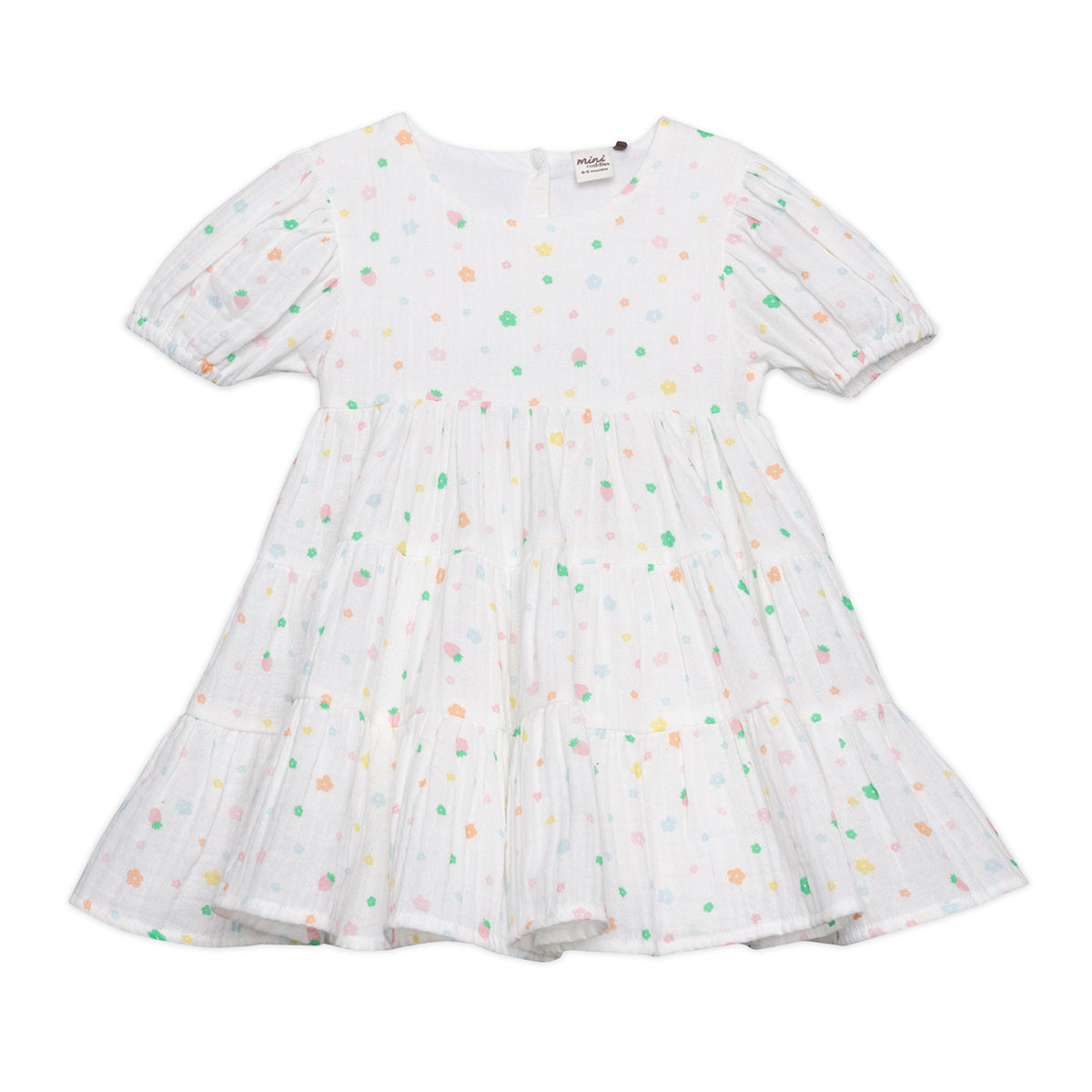 Baby Girls Floral Print Dress, White