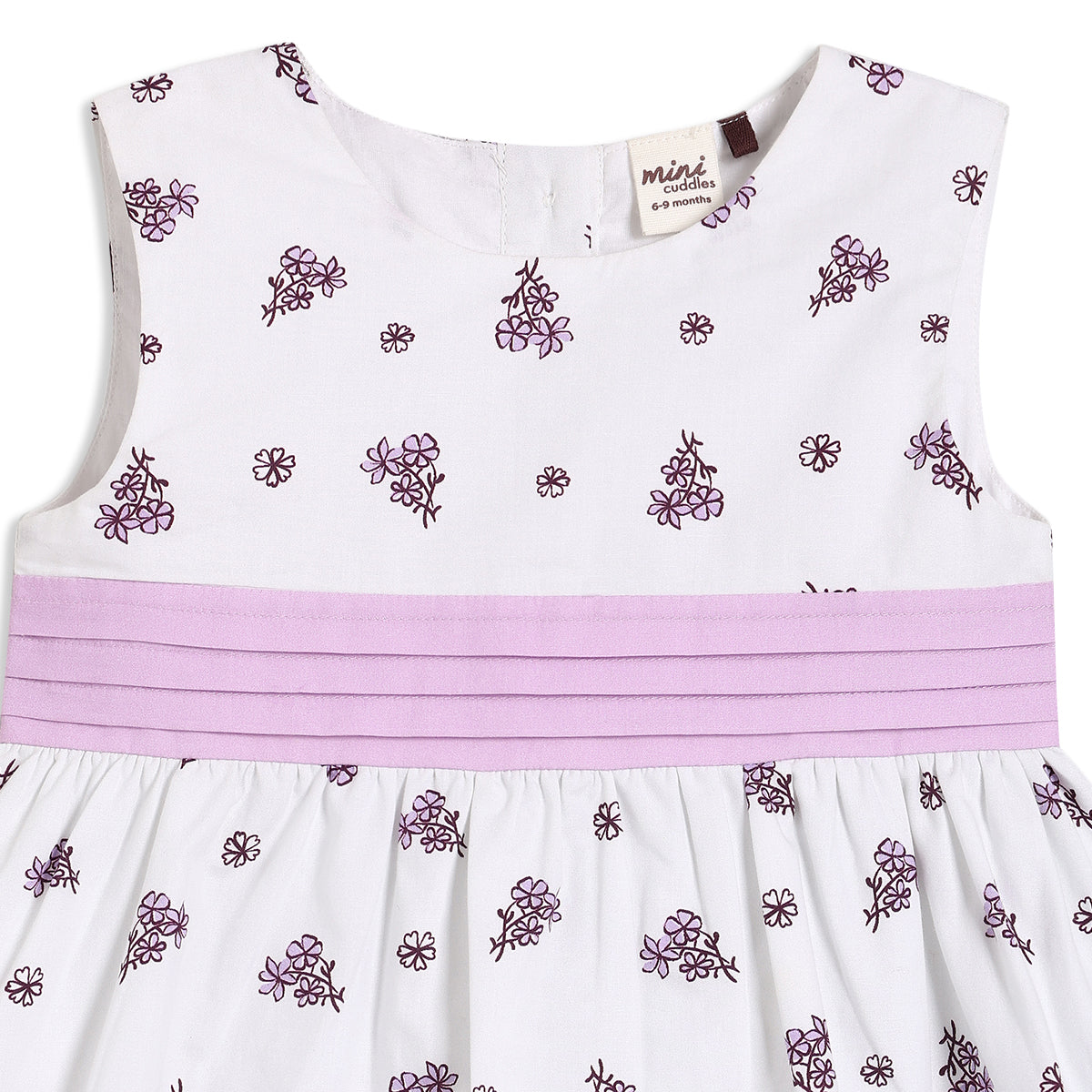 Baby Girls Printed Dress With Headband, White