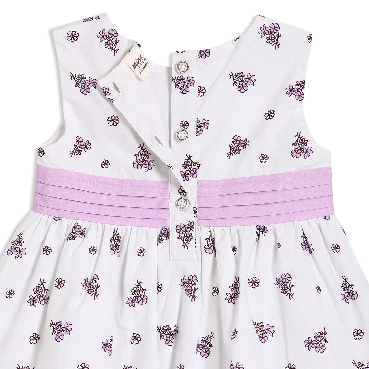 Baby Girls Printed Dress With Headband, White