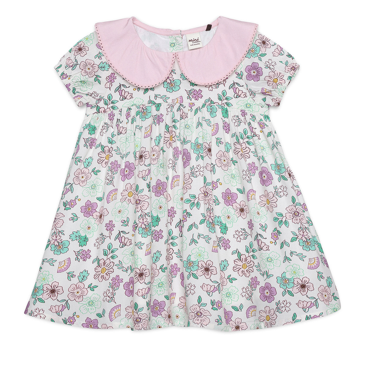 Baby Girls Floral Print Dress, Multicolour