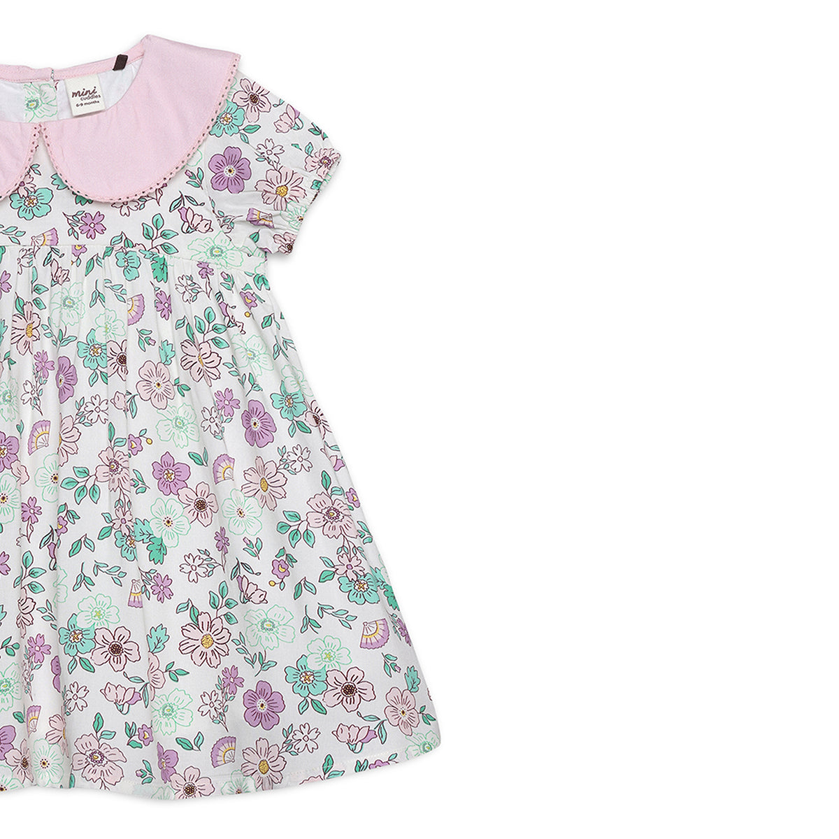 Baby Girls Floral Print Dress, Multicolour