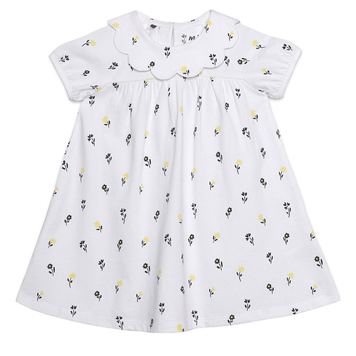 Baby Girls Floral Printed Dress With Bloomer, White