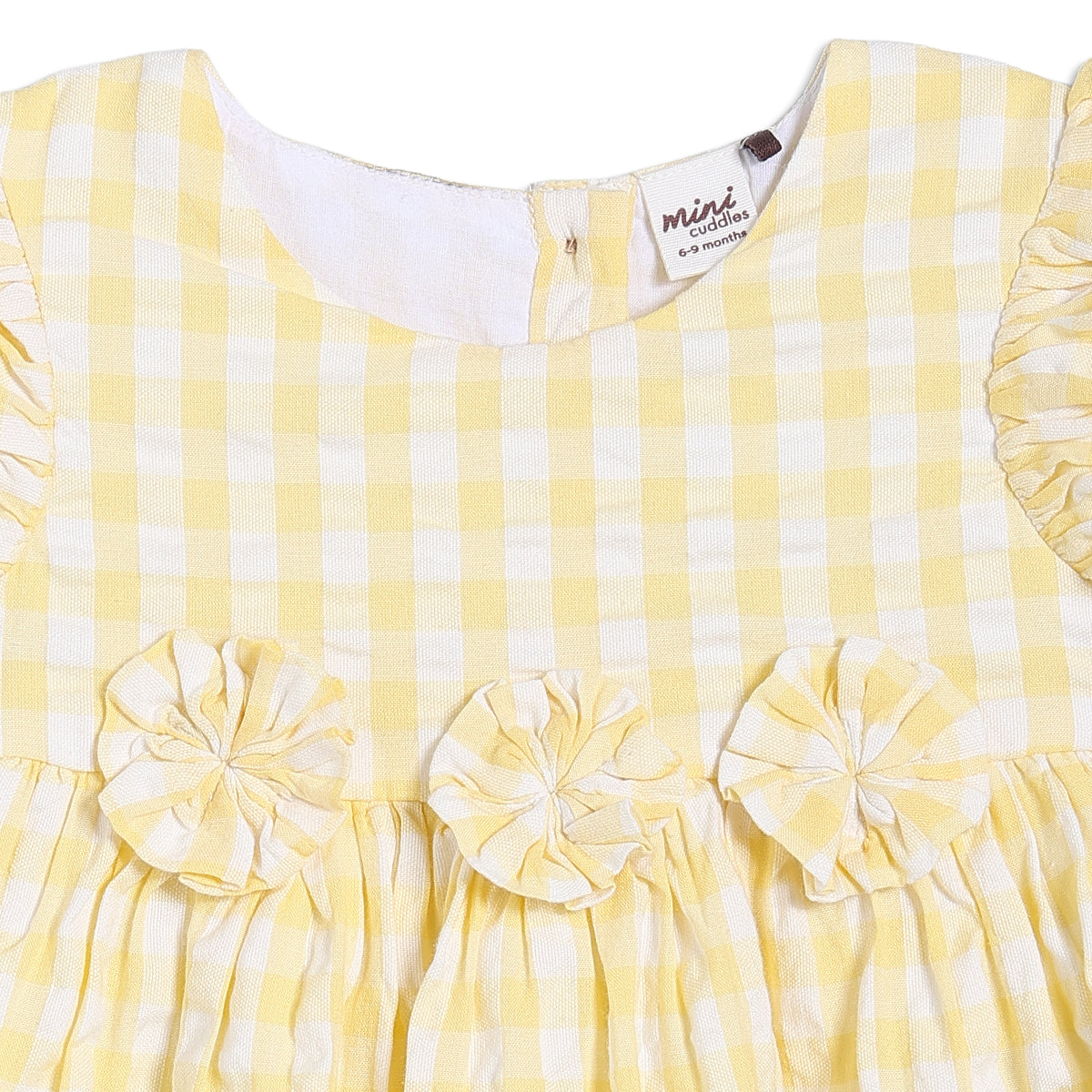 Baby Girls Checked Woven Dress, Yellow