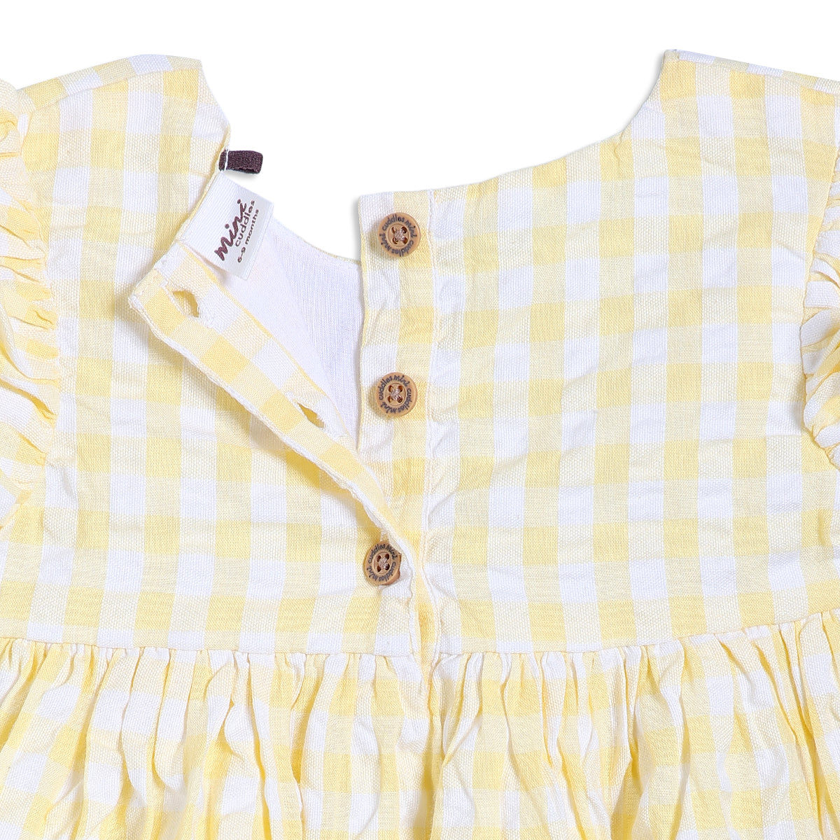 Baby Girls Checked Woven Dress, Yellow
