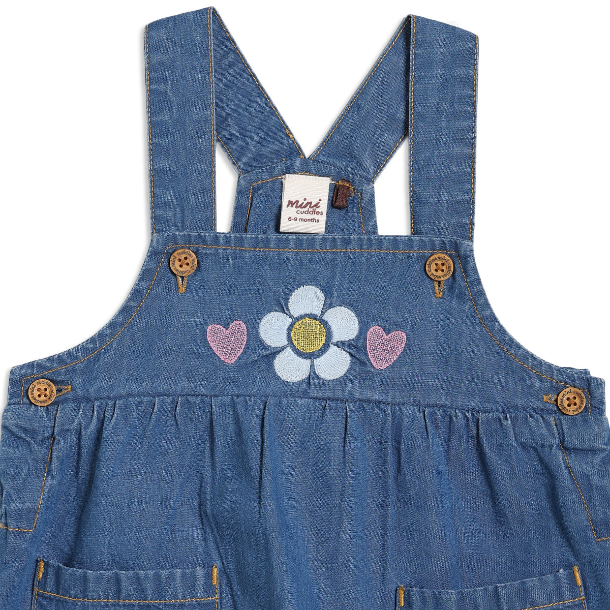 Baby Girls Fruit Print Dungaree 2pc Set , Multicolour
