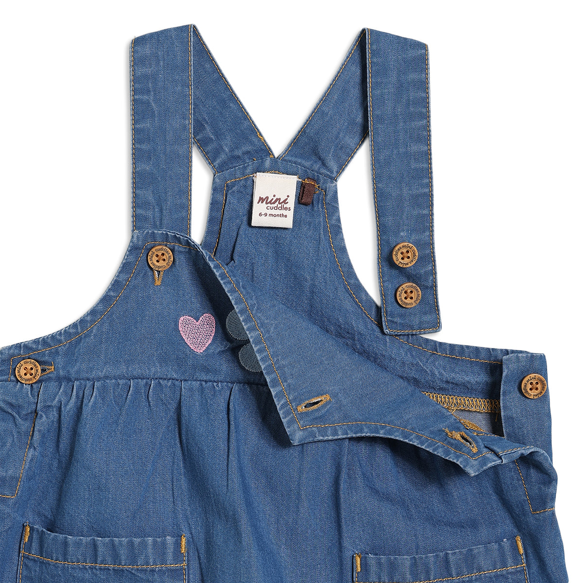 Baby Girls Fruit Print Dungaree 2pc Set , Multicolour