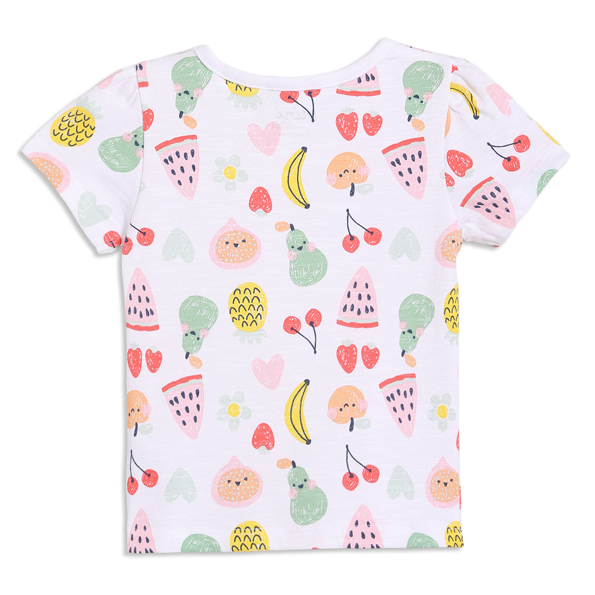 Baby Girls Fruit Print Dungaree 2pc Set , Multicolour