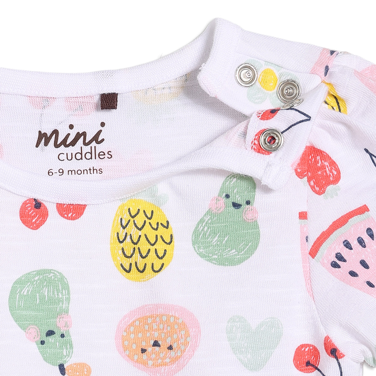 Baby Girls Fruit Print Dungaree 2pc Set , Multicolour