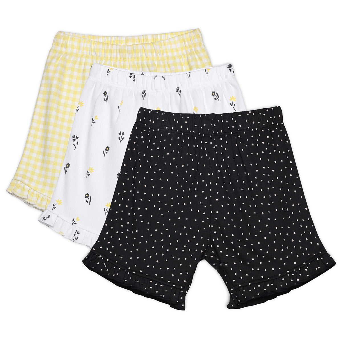 Baby Girls 3pk Printed Shorts, Multicolour