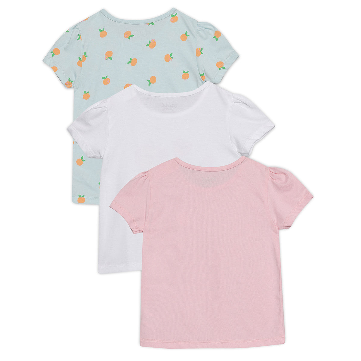 Baby Girls 3pk Fruit Print And Solid Tops, Multicolour