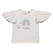 Baby Girls Turtle Applique Flared Sleeve Top, Off White