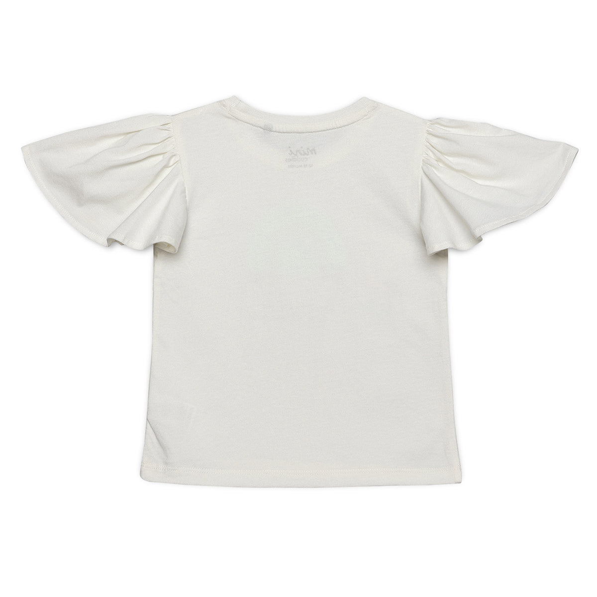 Baby Girls Turtle Applique Flared Sleeve Top, Off White