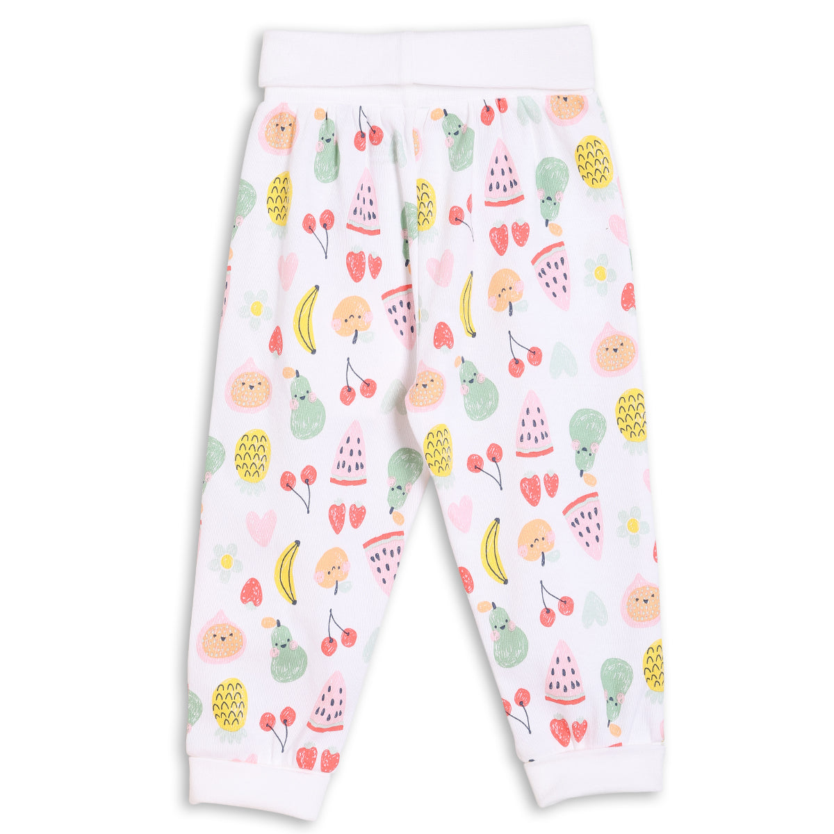 Baby Girls 3pk Fruits Print, Solid And Striped Leggings, Multicolour