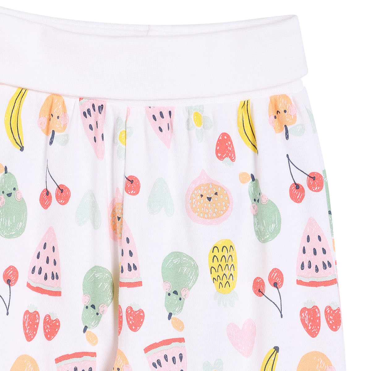 Baby Girls 3pk Fruits Print, Solid And Striped Leggings, Multicolour