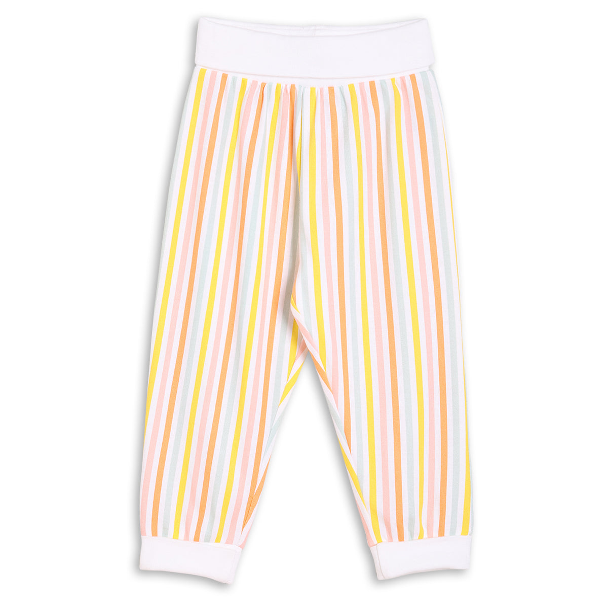 Baby Girls 3pk Fruits Print, Solid And Striped Leggings, Multicolour